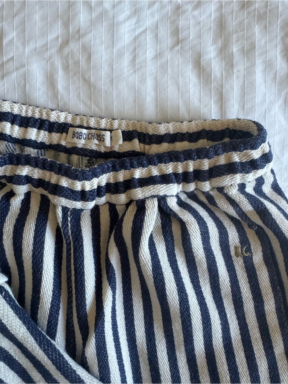Bobo Choses Navy & Cream Striped Knit Shorts